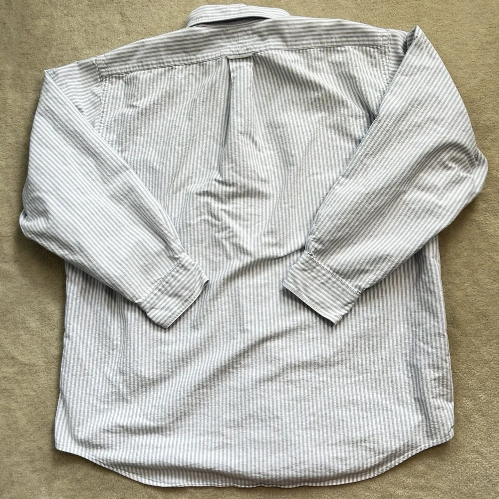 Lands End Oxford Button Down 17/34 Vintage 90s OCBD Striped Longsleeve